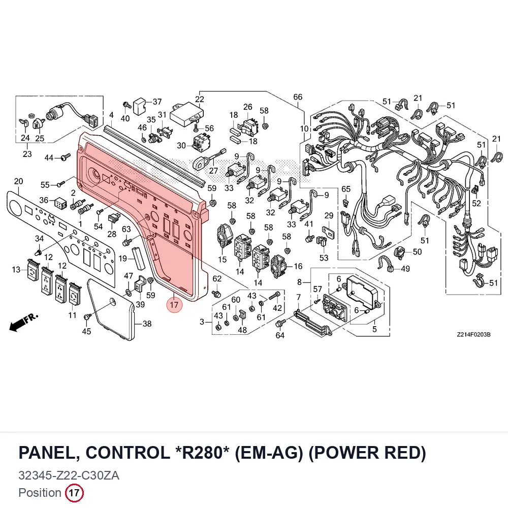 PANEL, CONTROL *R280* (EM-AG) (POWER RED)