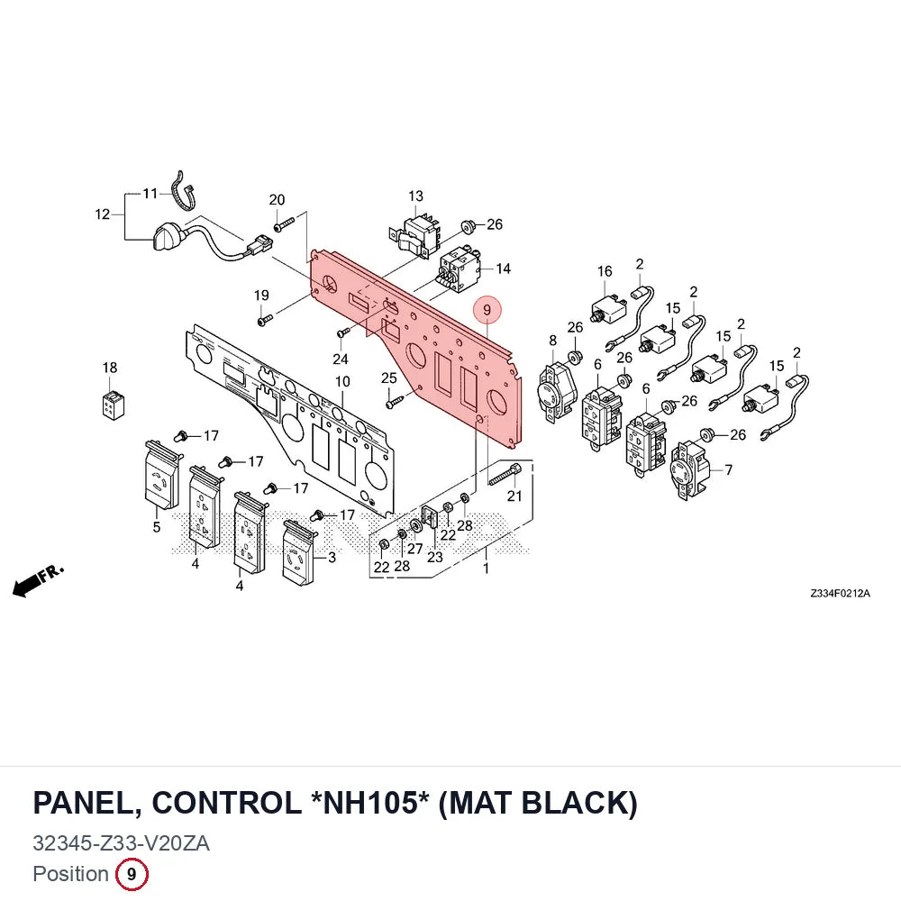PANEL, CONTROL *NH105* (MAT BLACK)