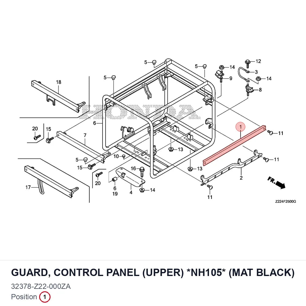 GUARD, CONTROL PANEL (UPPER) *NH105* (MAT BLACK)