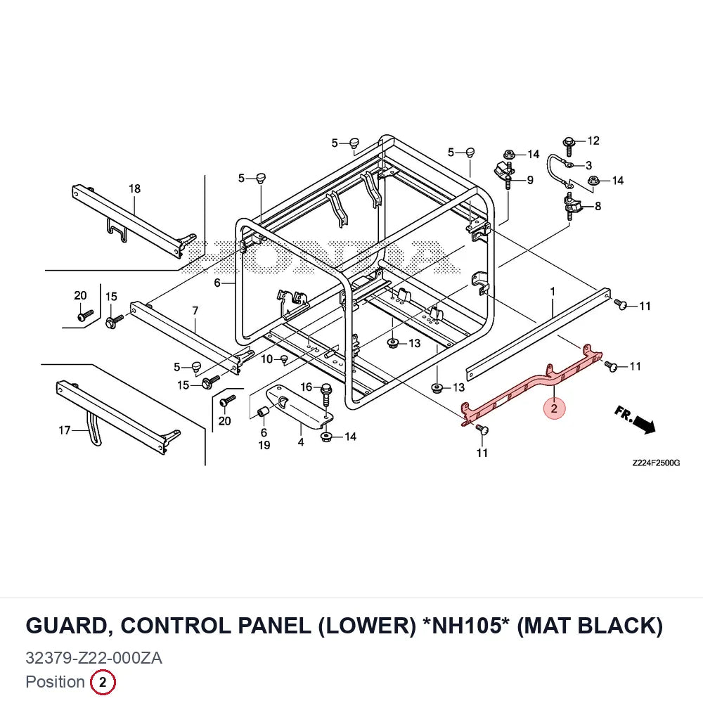 GUARD, CONTROL PANEL (LOWER) *NH105* (MAT BLACK)
