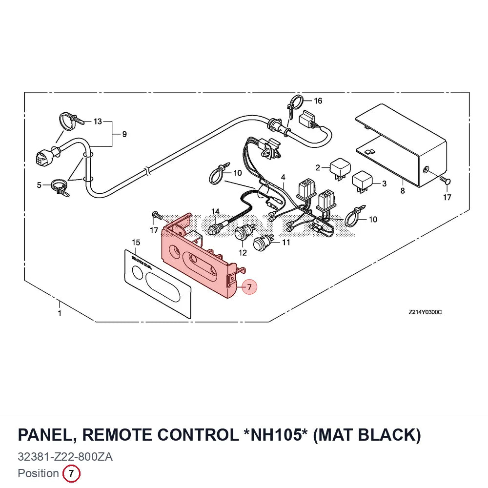 PANEL, REMOTE CONTROL *NH105* (MAT BLACK)