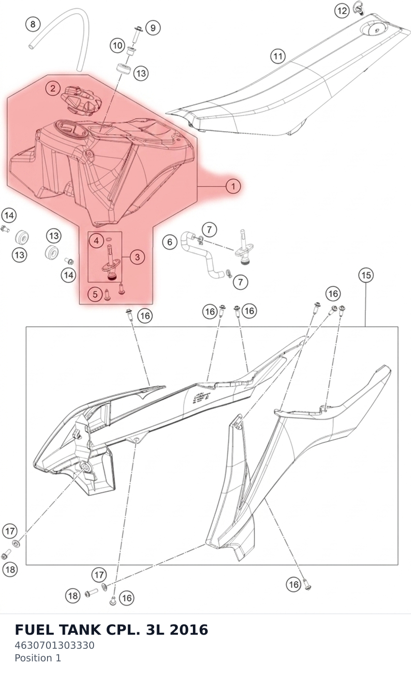 Diagram preview: FUEL TANK CPL. 3L 2016 (4630701303330)