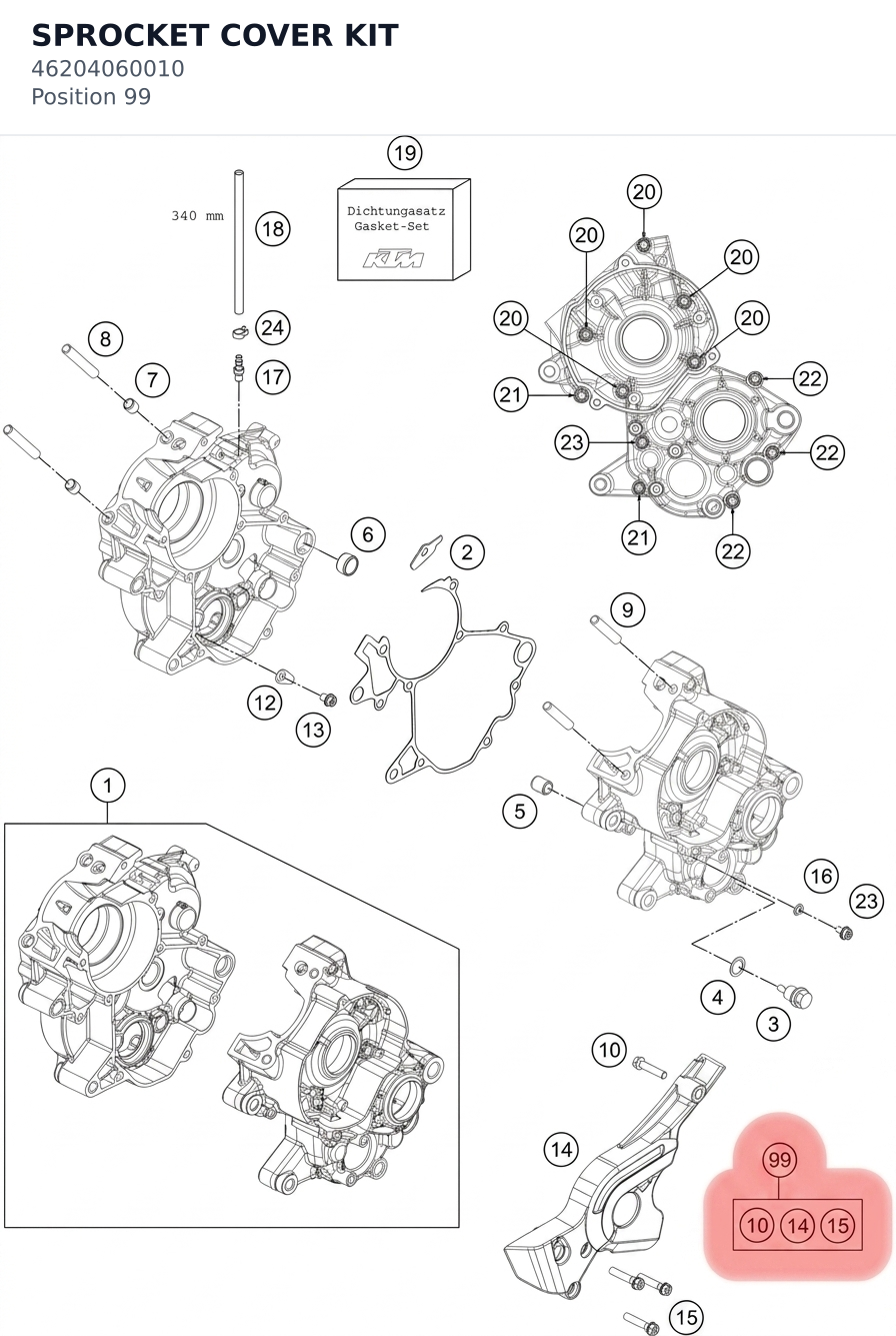 Diagram preview: SPROCKET COVER KIT (46204060010)