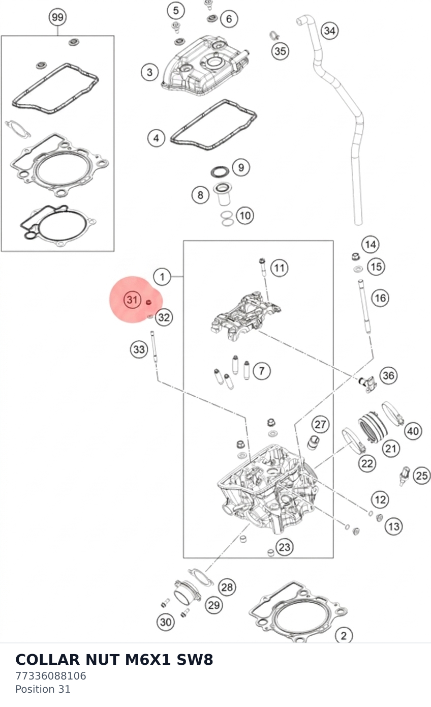 Diagram preview: COLLAR NUT M6X1 SW8 (77336088106)