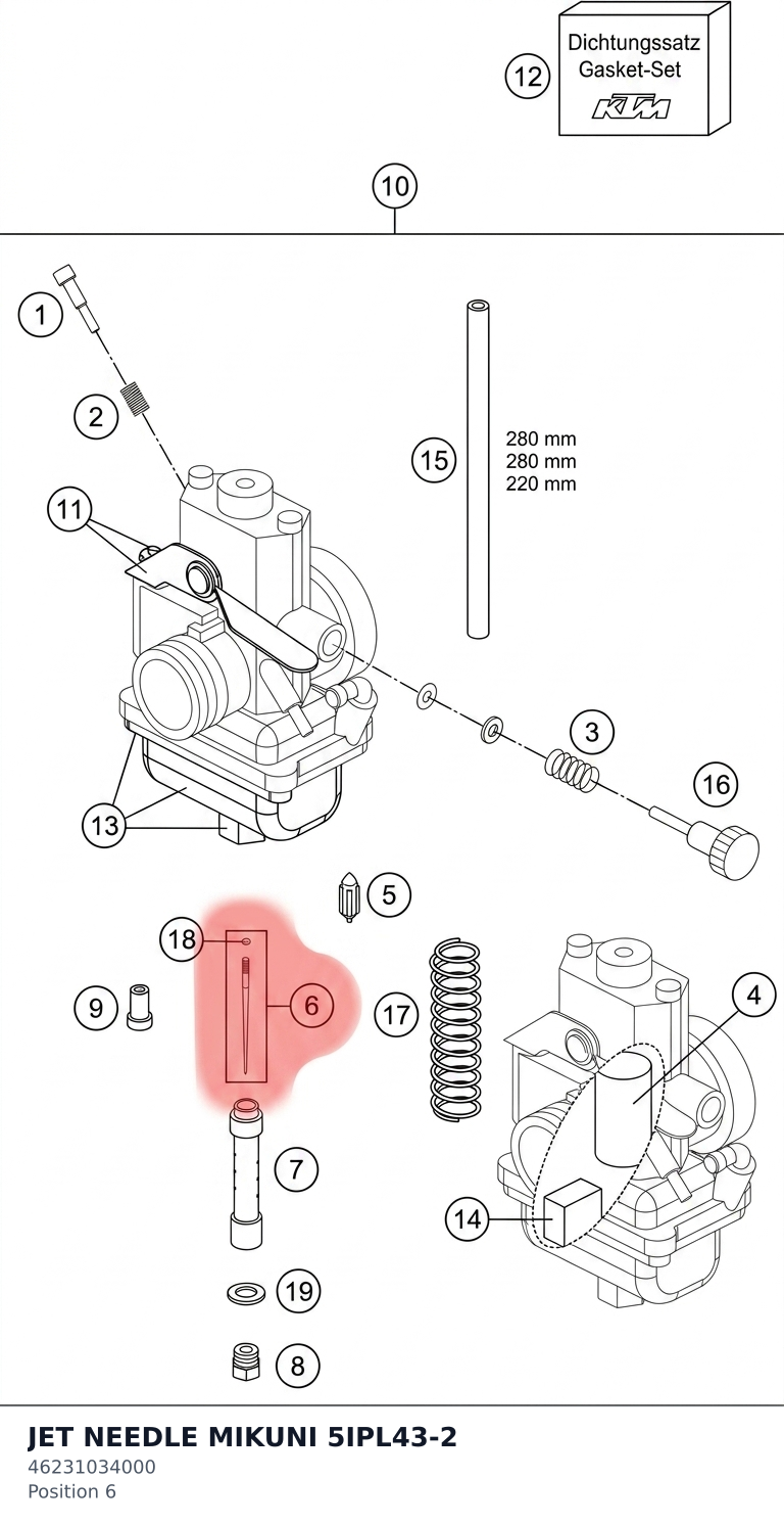 Diagram preview: JET NEEDLE MIKUNI 5IPL43-2 (46231034000)