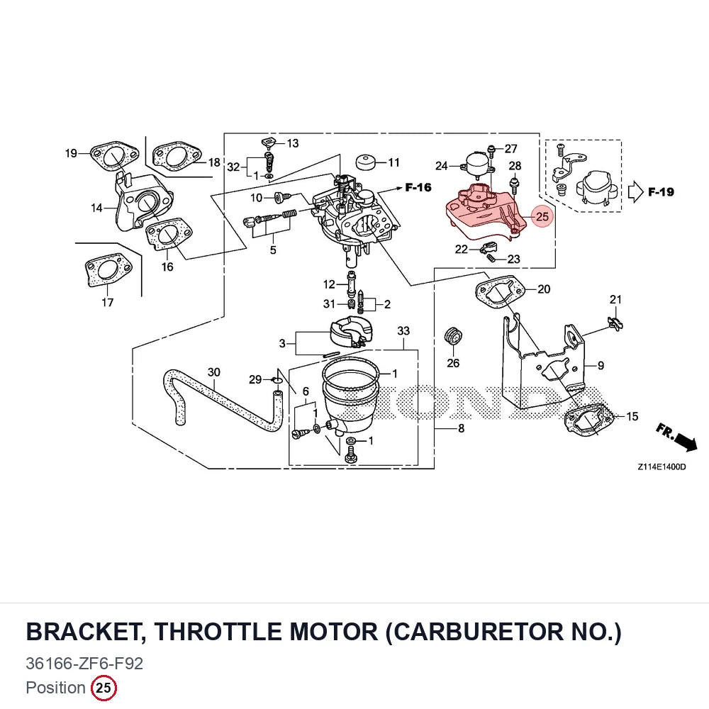 BRACKET, THROTTLE MOTOR (CARBURETOR NO.)