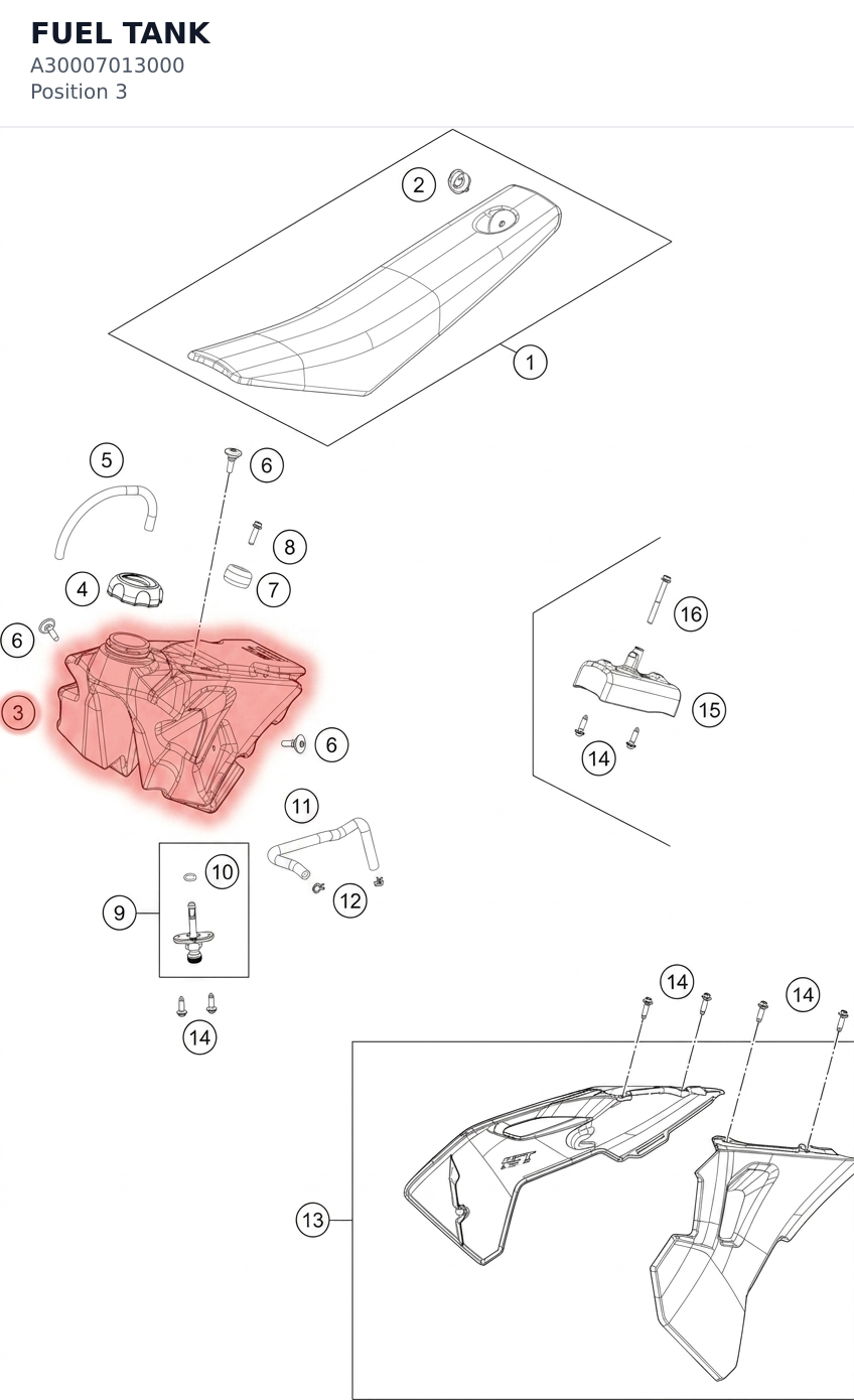 Diagram preview: FUEL TANK (A30007013000)