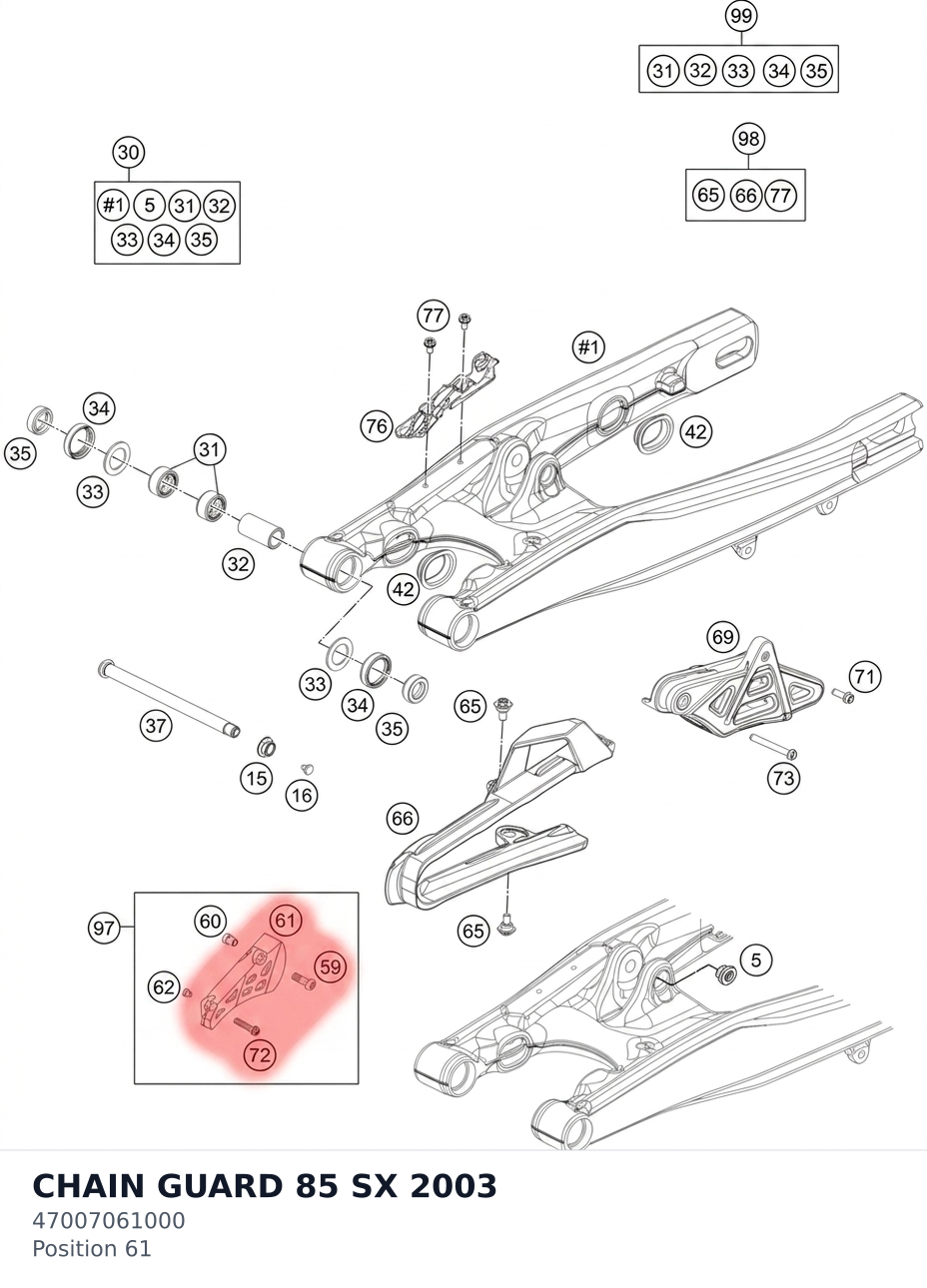 Diagram preview: CHAIN GUARD 85 SX 2003 (47007061000)