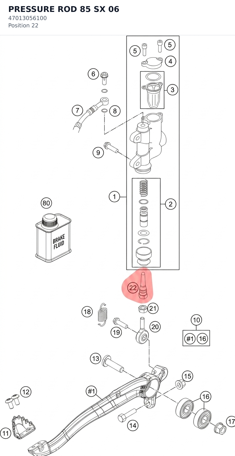 Diagram preview: PRESSURE ROD 85 SX 06 (47013056100)