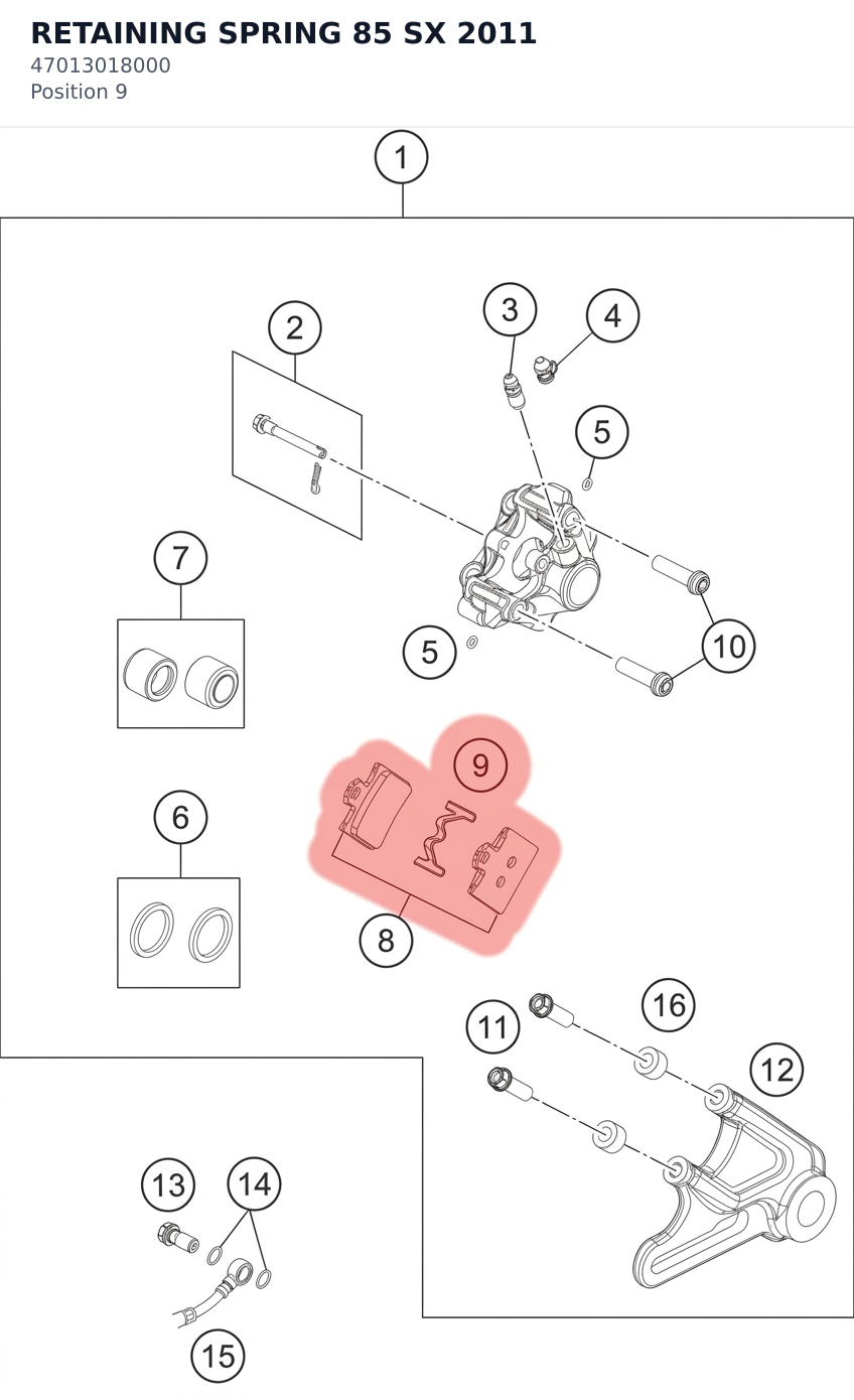Diagram preview: RETAINING SPRING 85 SX 2011 (47013018000)