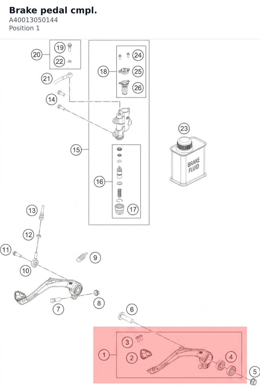 Diagram preview: Brake pedal cmpl. (A40013050144)
