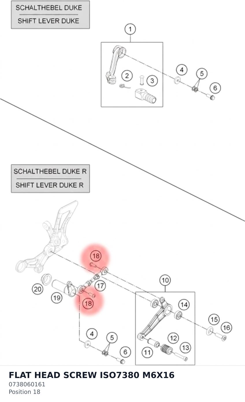 Diagram preview: FLAT HEAD SCREW ISO7380 M6X16 (0738060161)