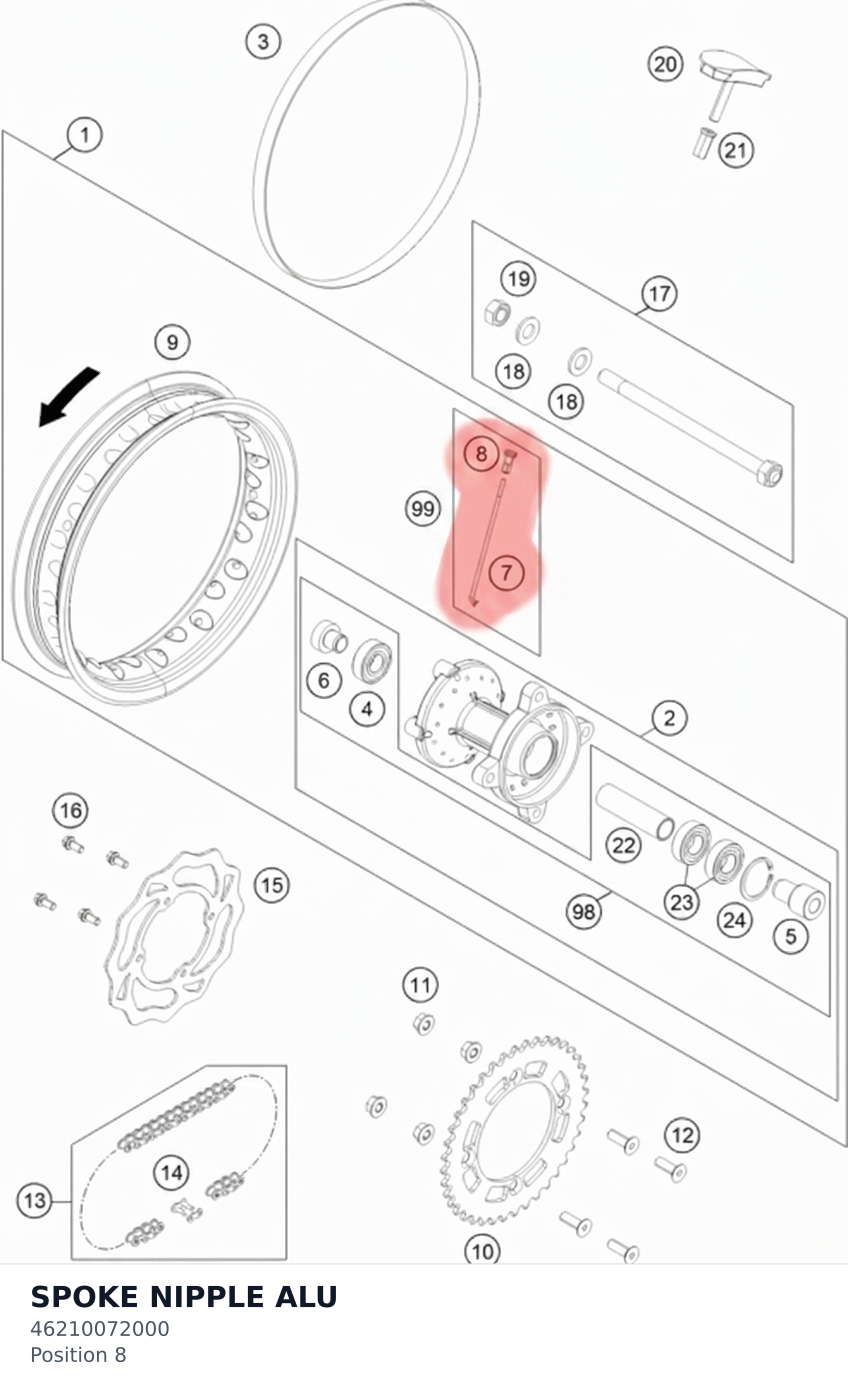 Diagram preview: SPOKE NIPPLE ALU (46210072000)
