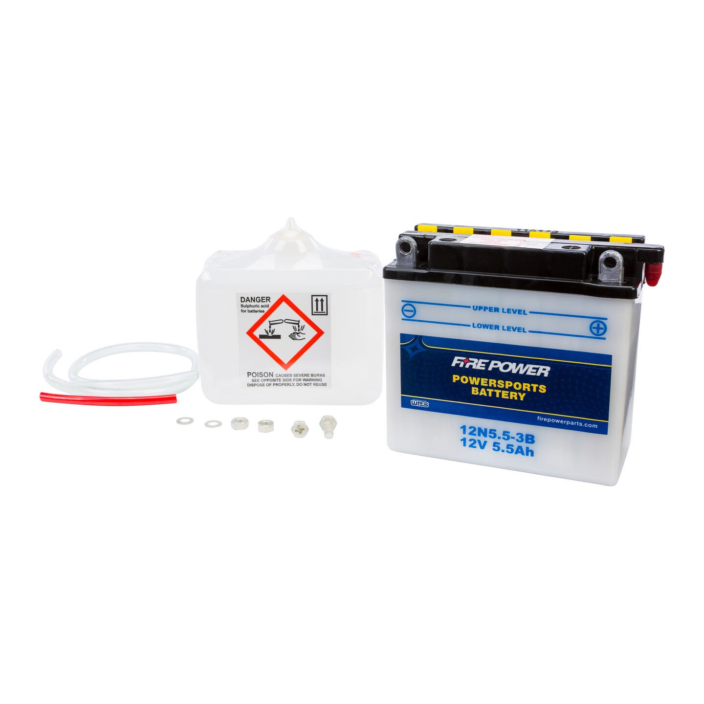 Fire Power 12V Standard Battery with Acid Pack 12N5.5-3B