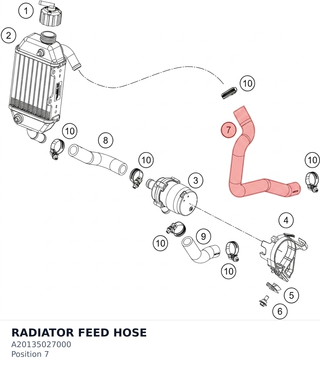 Diagram preview: RADIATOR FEED HOSE (A20135027000)