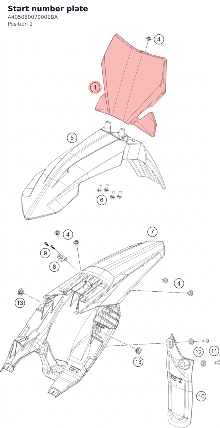 Diagram preview: Start number plate (A40508007000EBA)