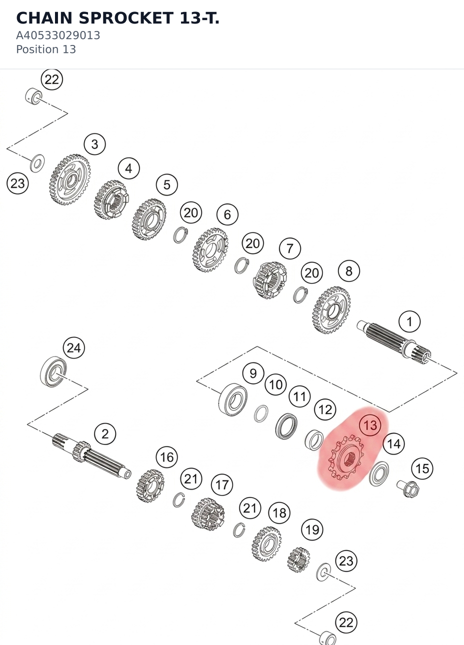Diagram preview: CHAIN SPROCKET 13-T. (A40533029013)