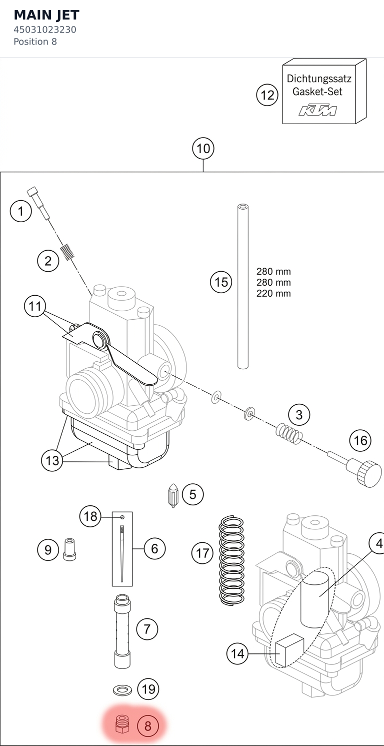 Diagram preview: MAIN JET (45031023230)