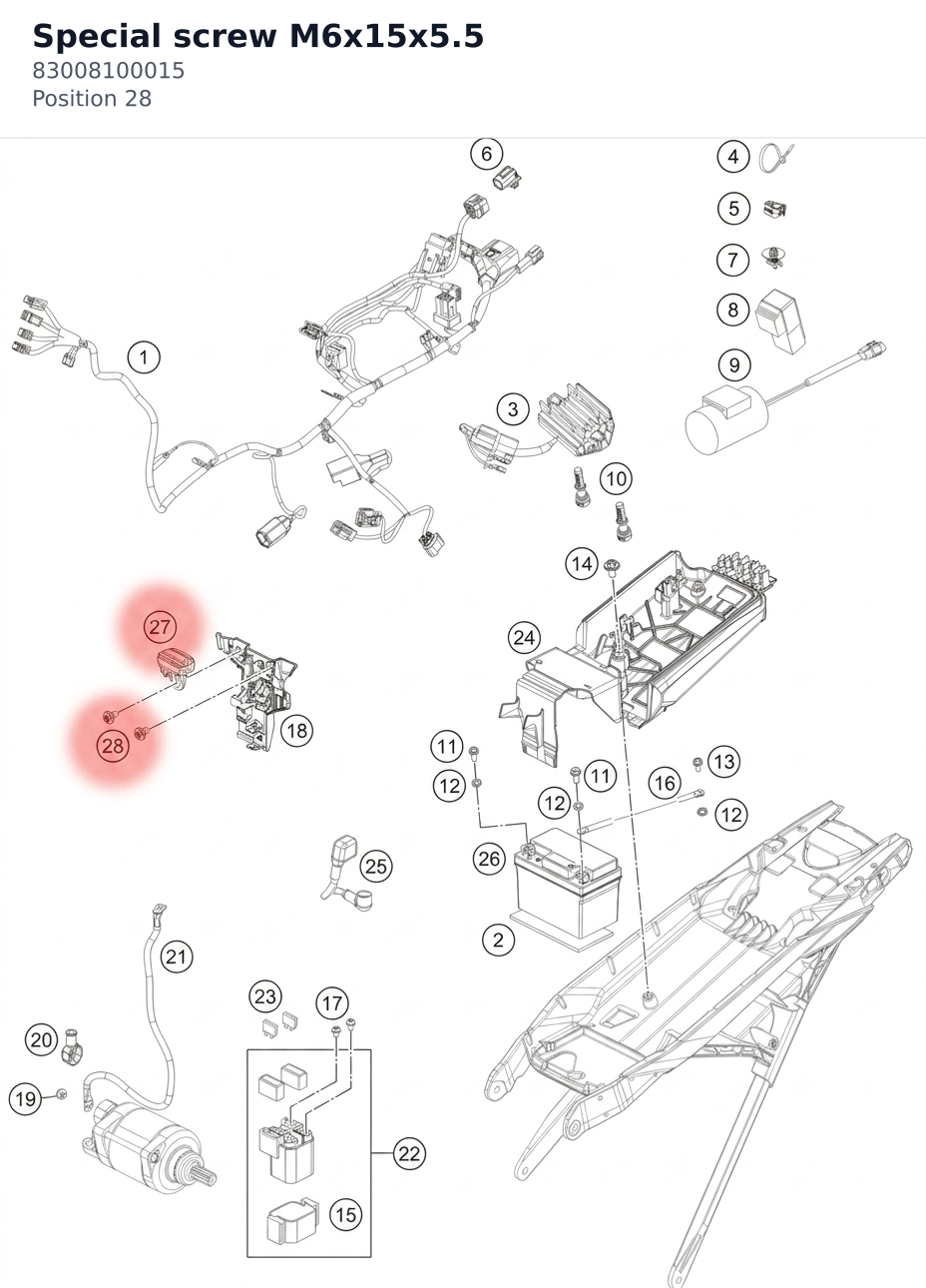 Diagram preview: Special screw M6x15x5.5 (83008100015)