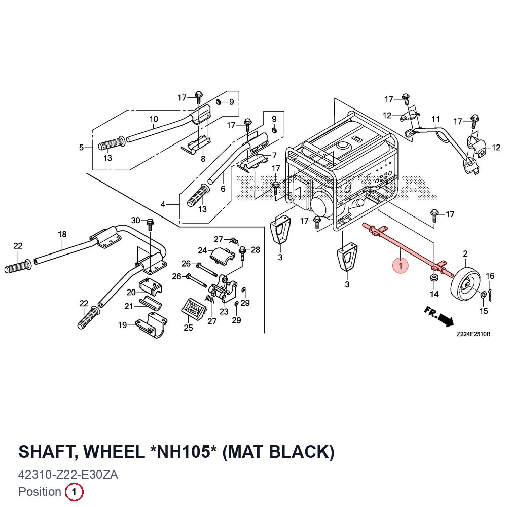 SHAFT, WHEEL *NH105* (MAT BLACK)