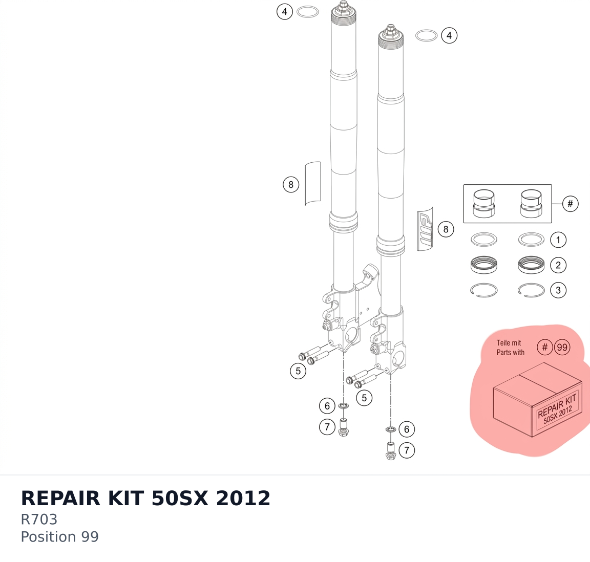 Diagram preview: REPAIR KIT 50SX 2012 (R703)