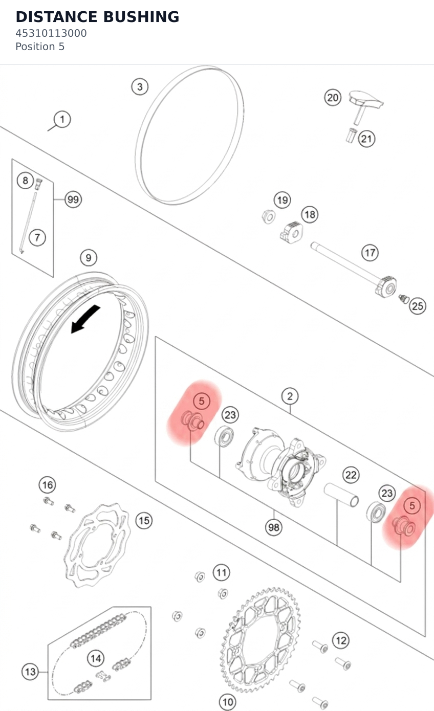 Diagram preview: DISTANCE BUSHING (45310113000)