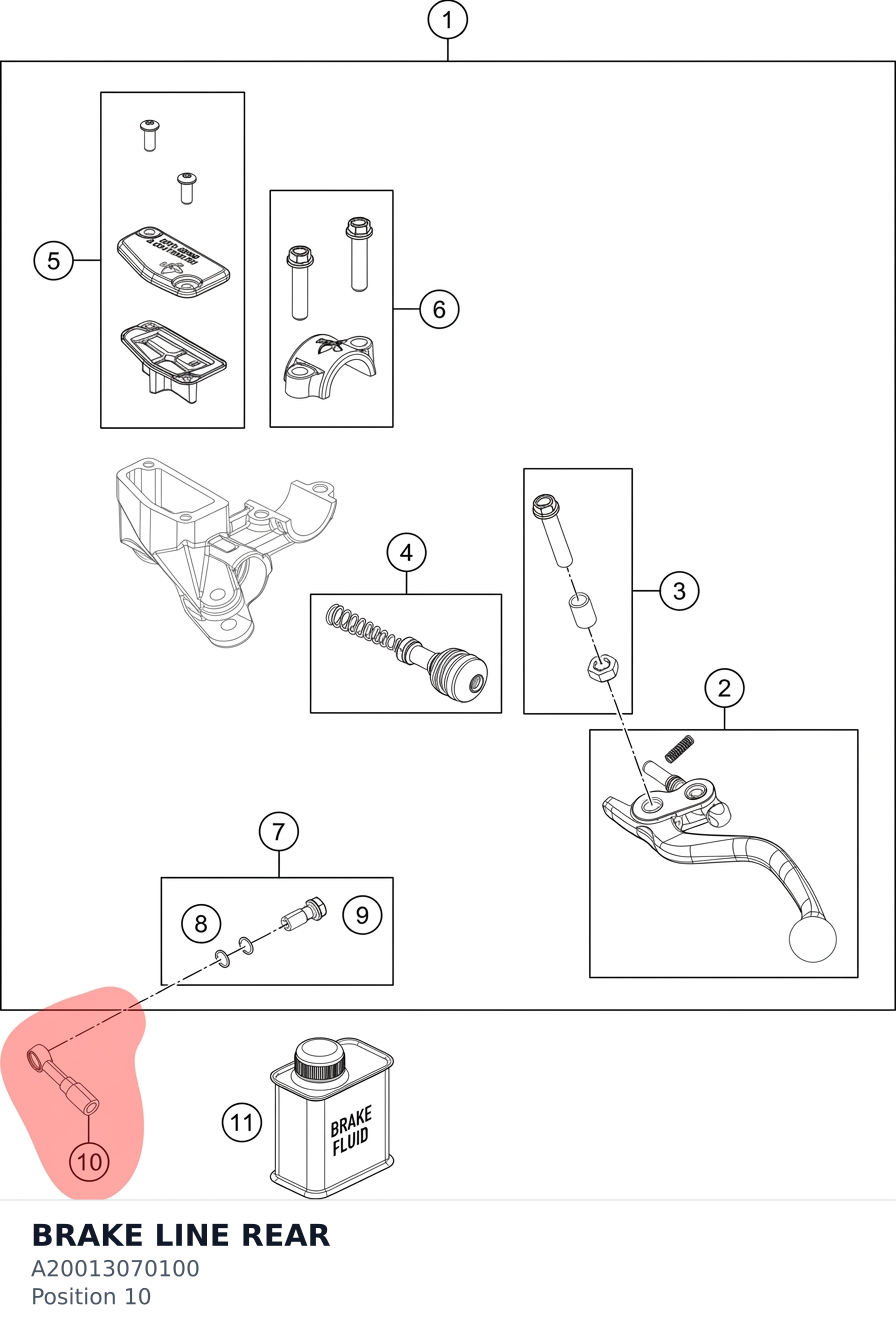 Diagram preview: BRAKE LINE REAR (A20013070100)