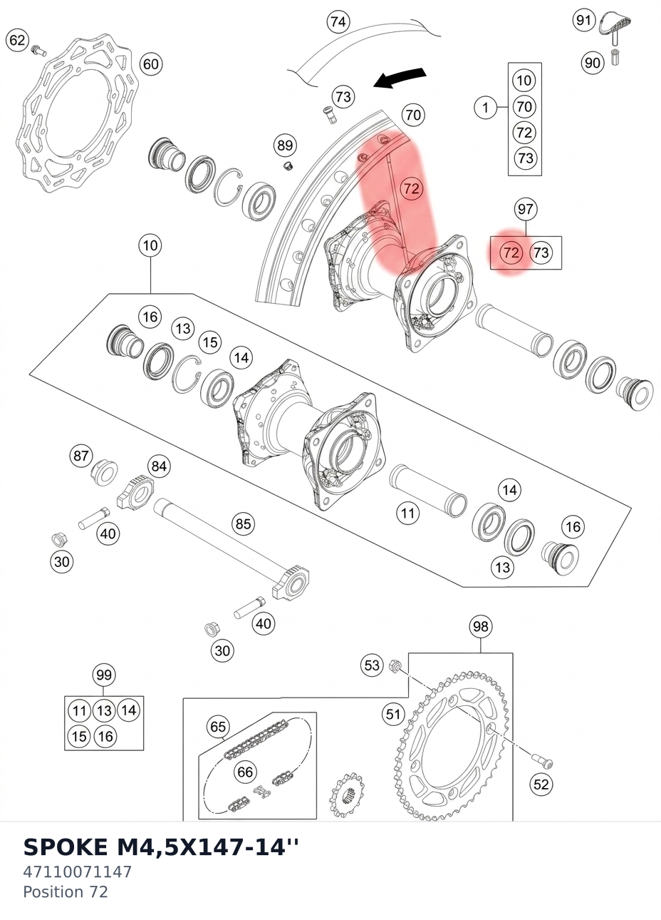 Diagram preview: SPOKE M4,5X147-14'' (47110071147)