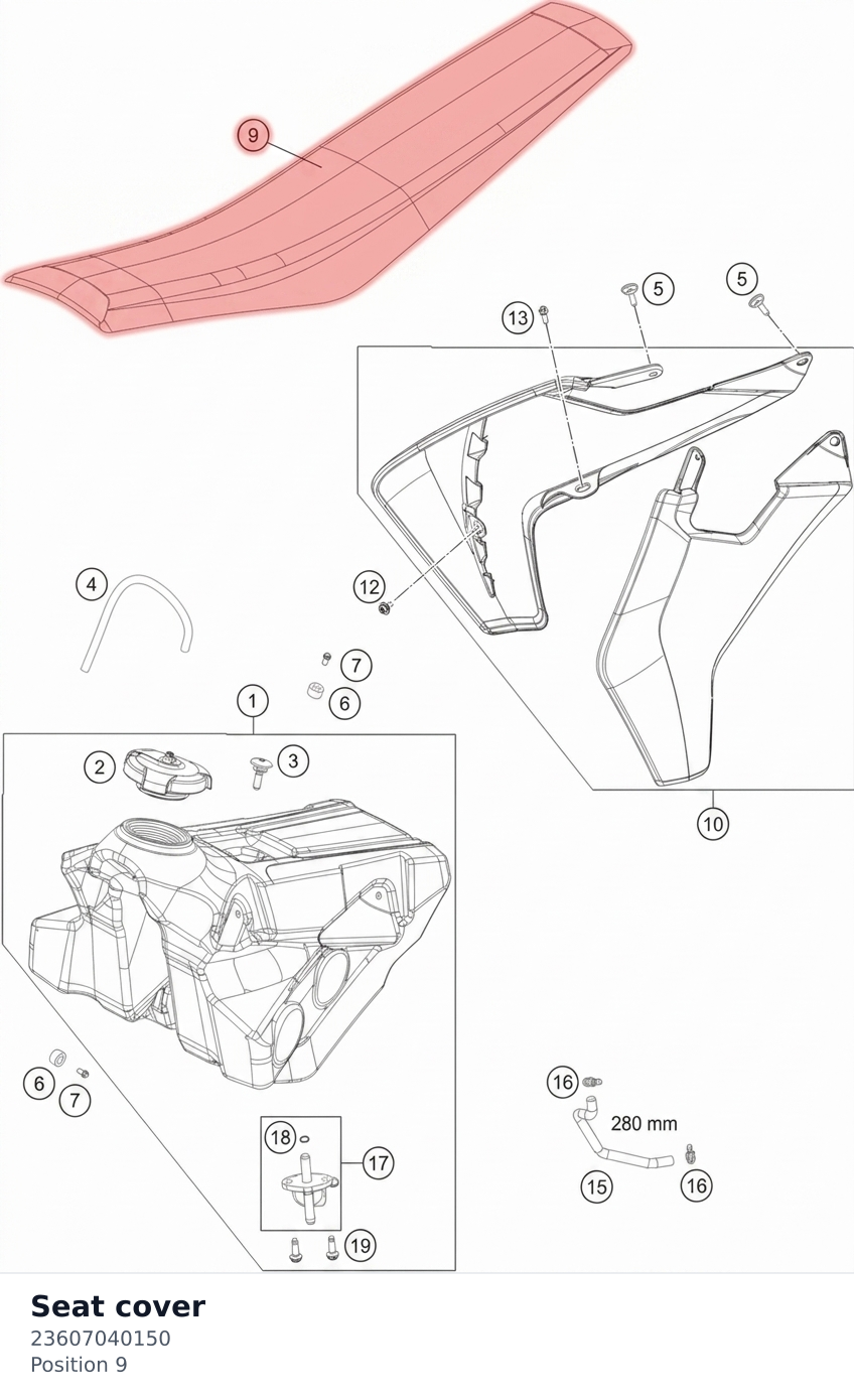 Diagram preview: Seat cover (23607040150)