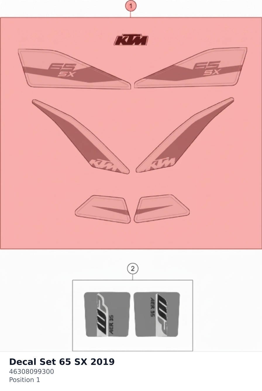 Diagram preview: Decal Set 65 SX 2019 (46308099300)