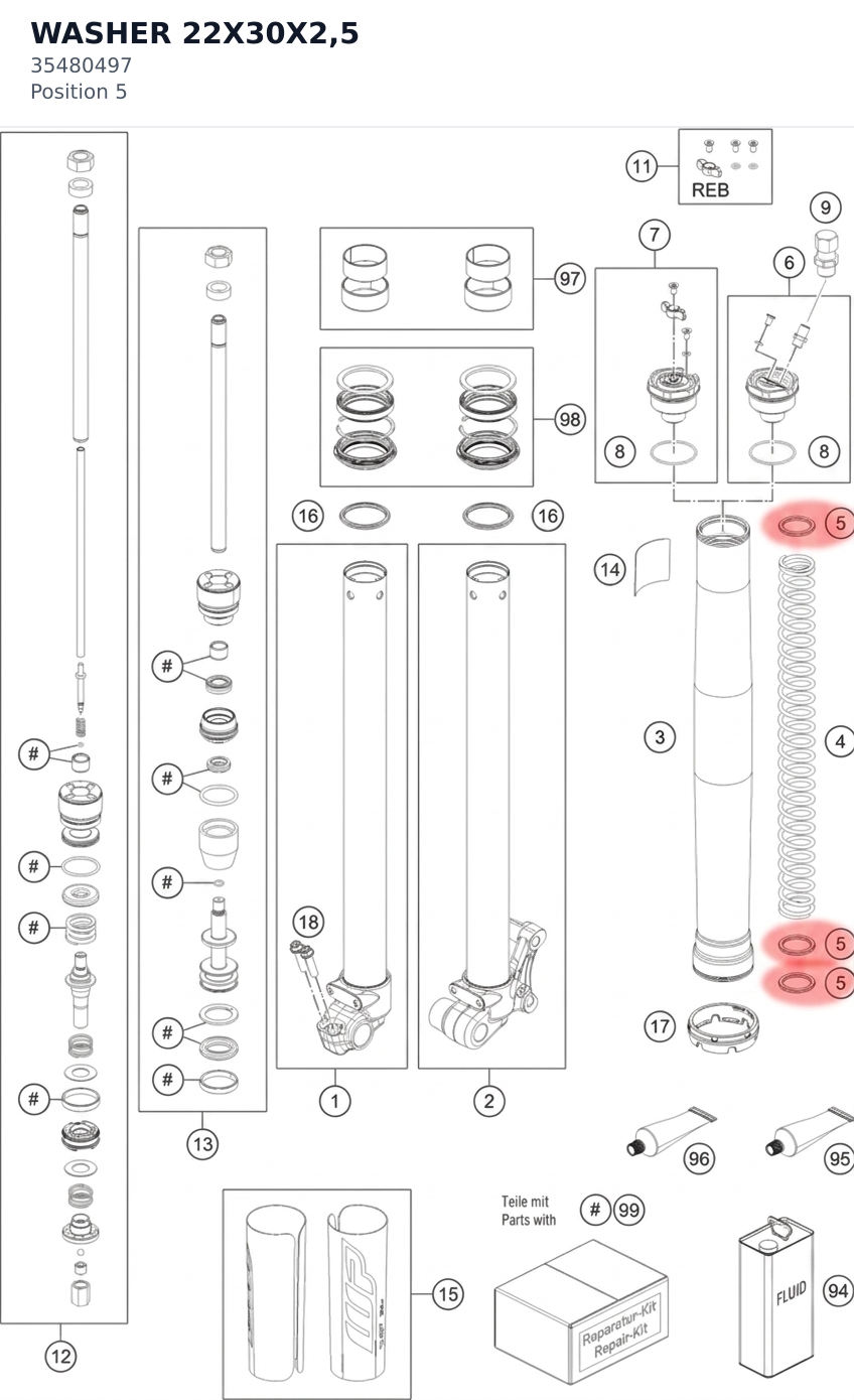 Diagram preview: WASHER 22X30X2,5 (35480497)