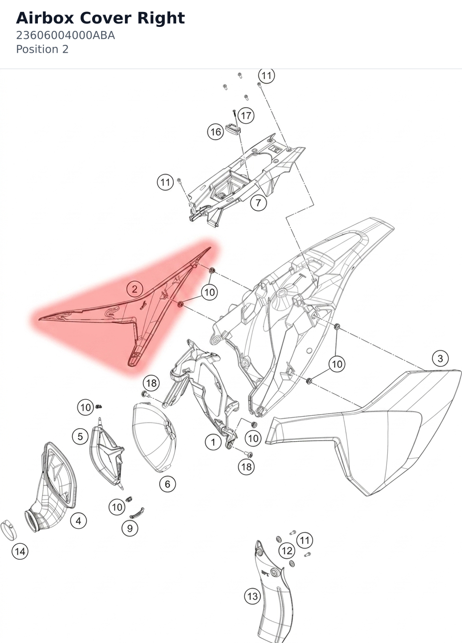 Diagram preview: Airbox Cover Right (23606004000ABA)