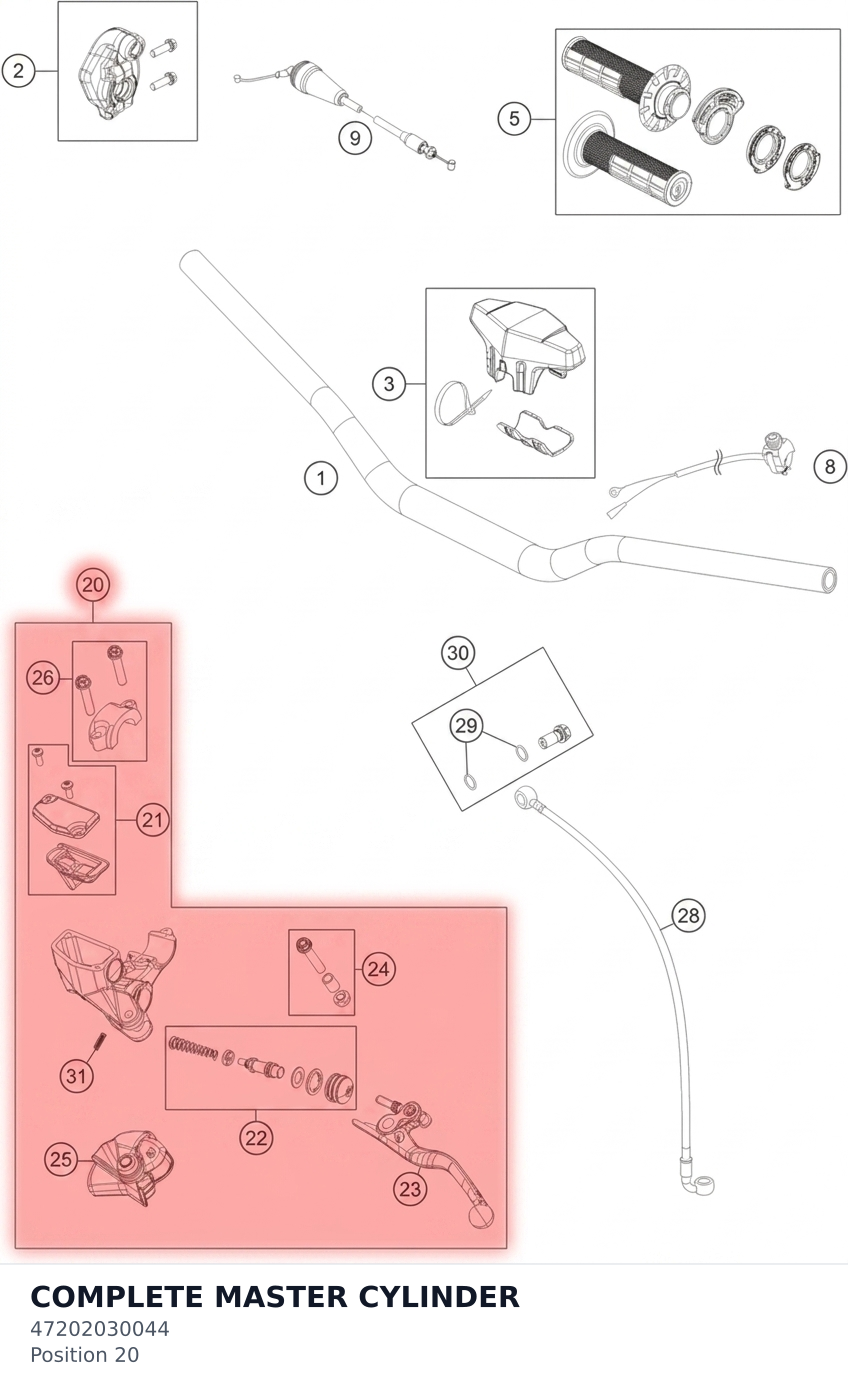 Diagram preview: COMPLETE MASTER CYLINDER (47202030044)