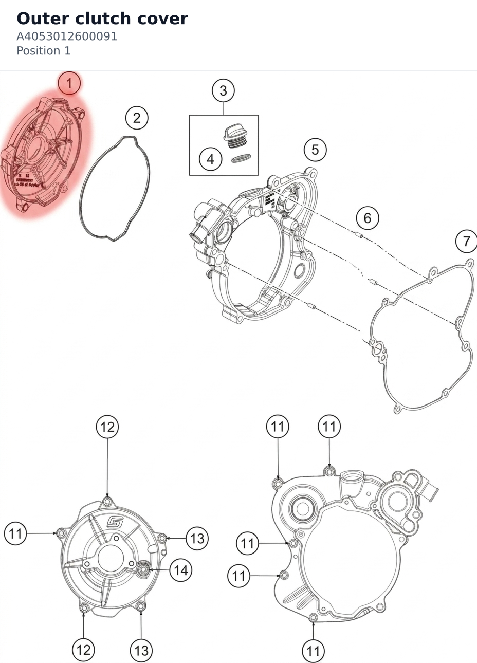 Diagram preview: Outer clutch cover (A4053012600091)