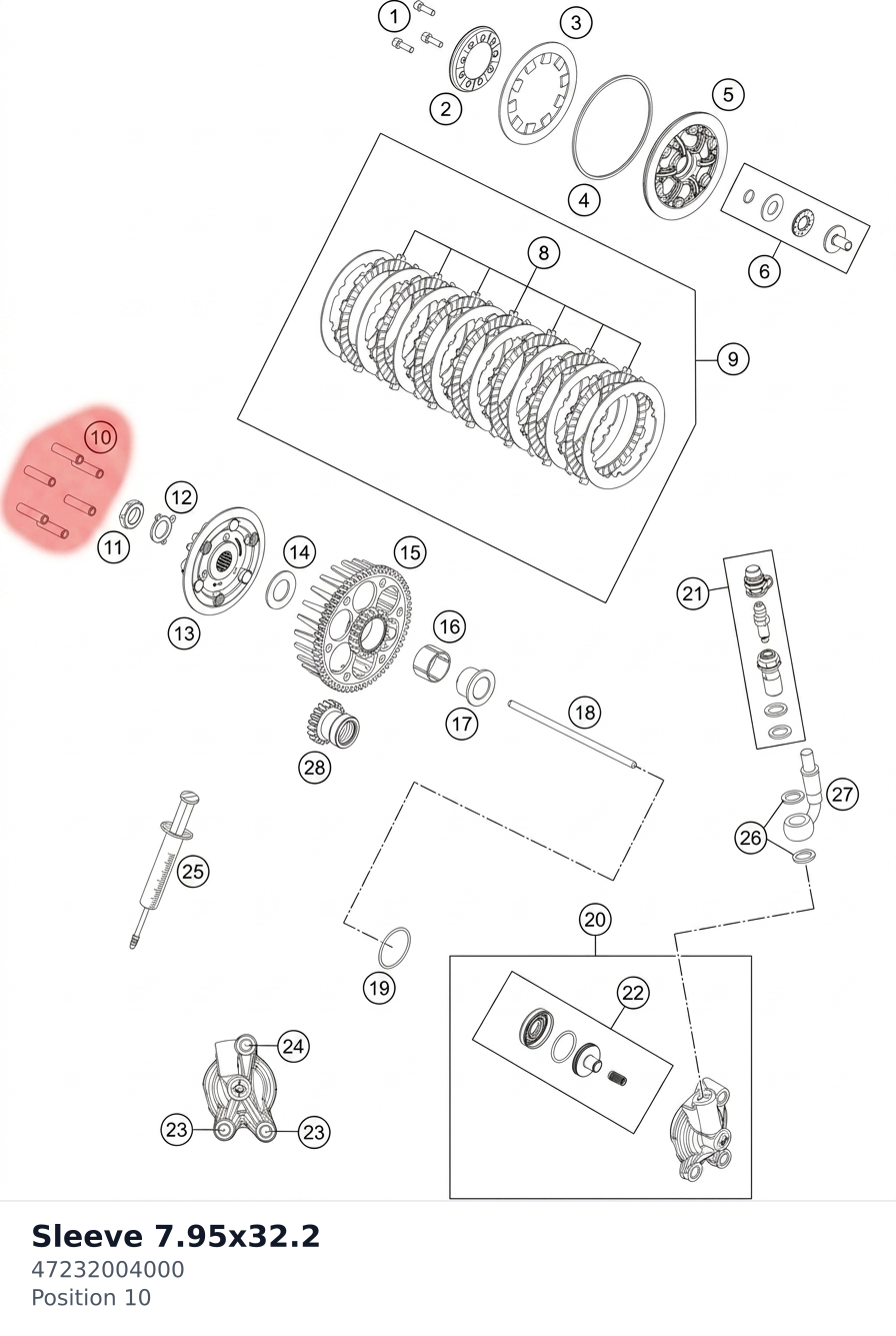 Diagram preview: Sleeve 7.95x32.2 (47232004000)