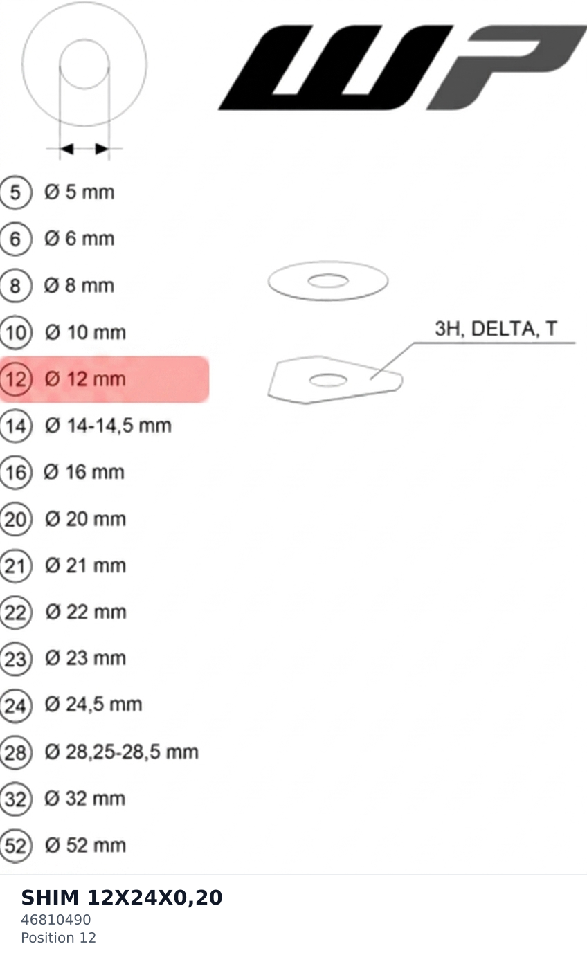 Diagram preview: SHIM 12X24X0,20 (46810490)