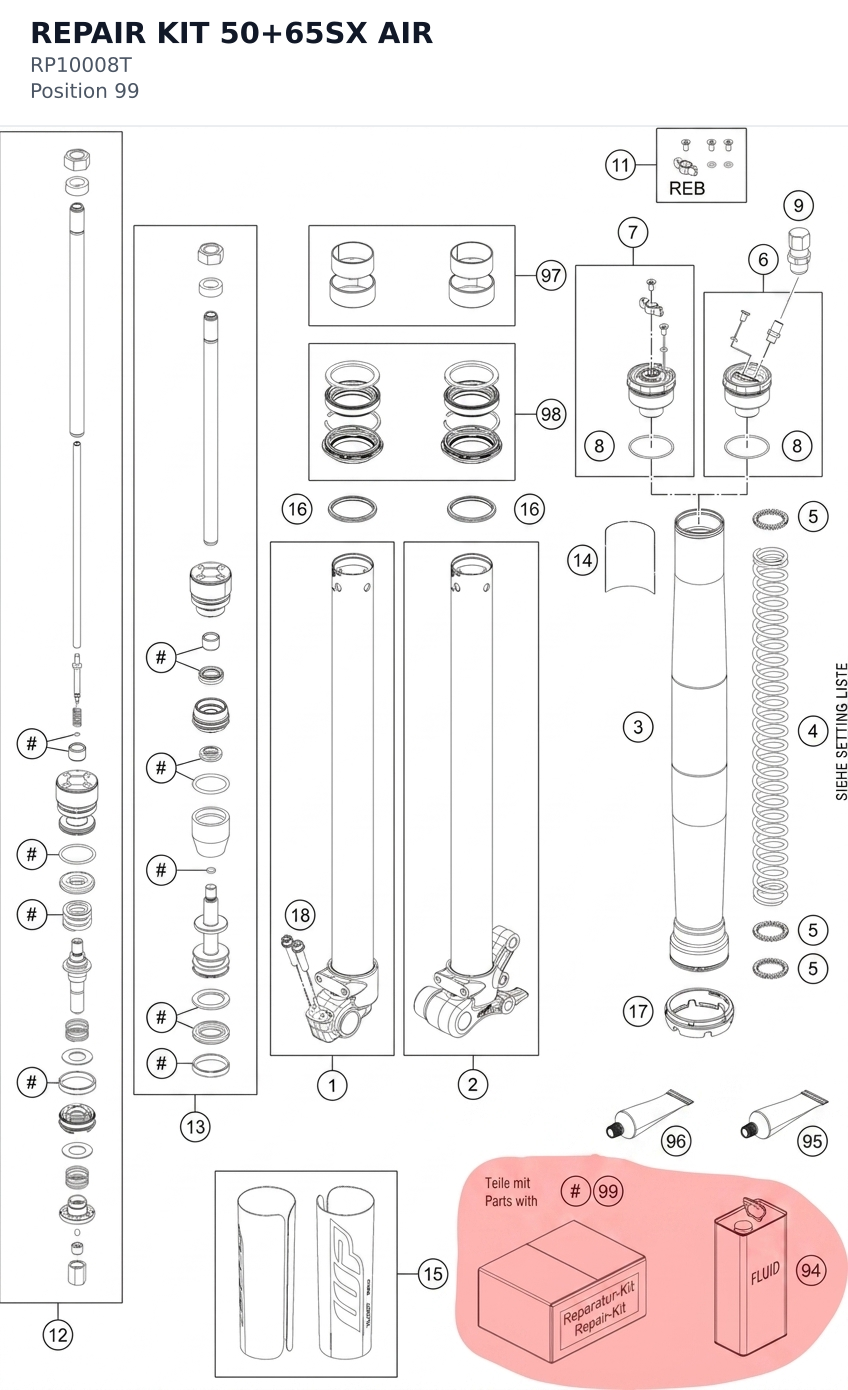 Diagram preview: REPAIR KIT 50+65SX AIR (RP10008T)
