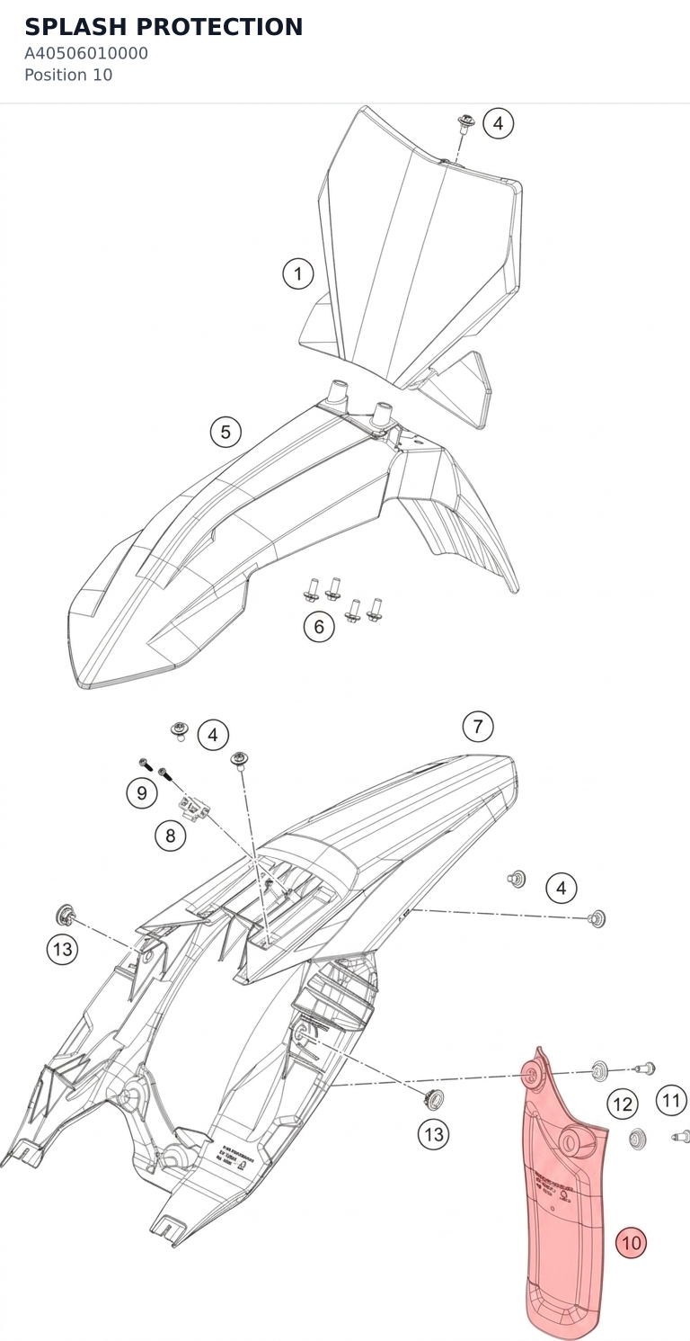 Diagram preview: SPLASH PROTECTION (A40506010000)