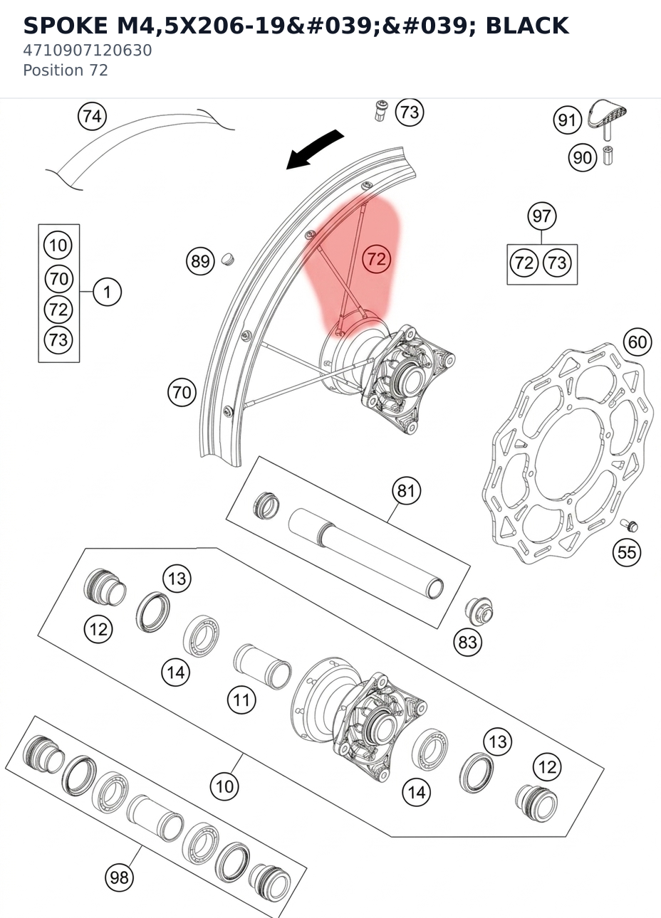 Diagram preview: SPOKE M4,5X206-19'' BLACK (4710907120630)
