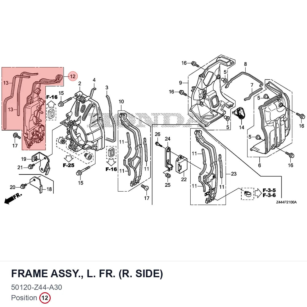 FRAME ASSY., L. FR. (R. SIDE)