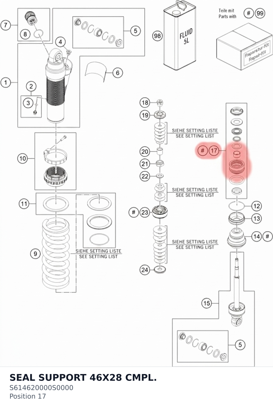 Diagram preview: SEAL SUPPORT 46X28 CMPL. (S614620000S0000)