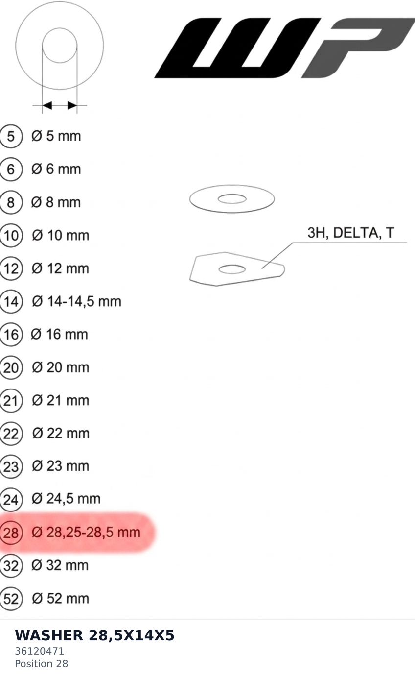 Diagram preview: WASHER 28,5X14X5 (36120471)