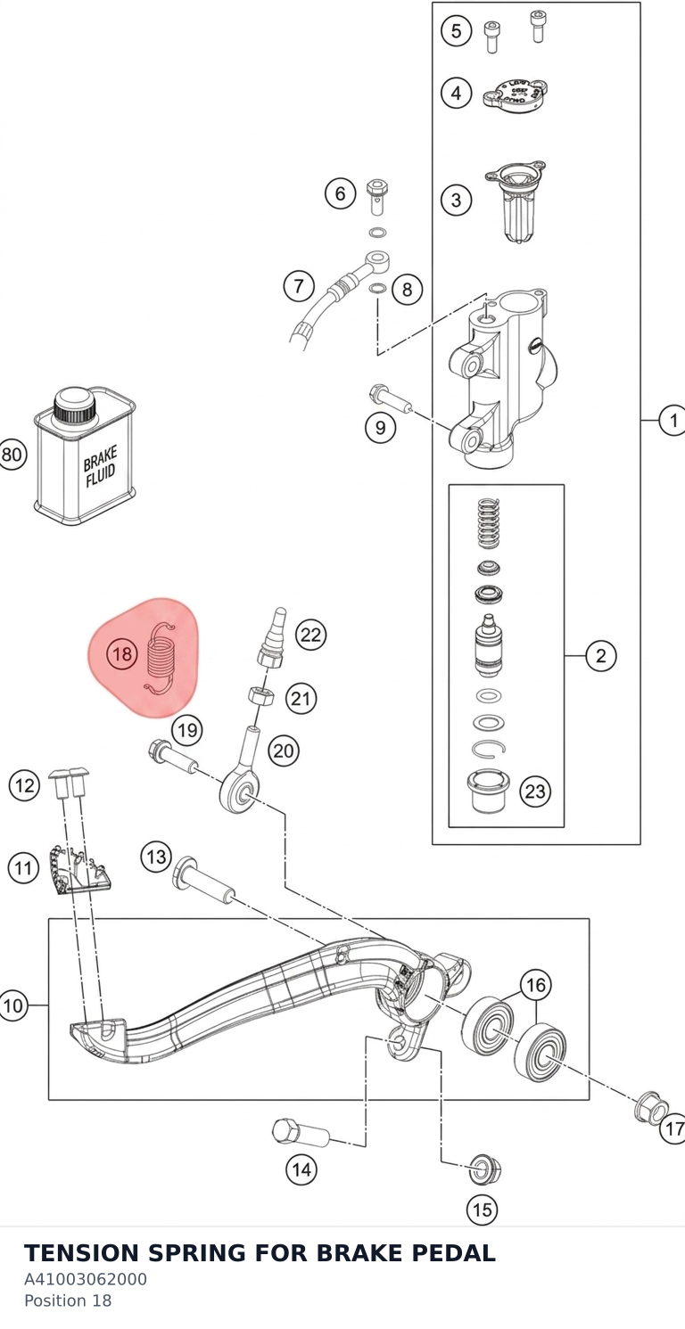 Diagram preview: TENSION SPRING FOR BRAKE PEDAL (A41003062000)