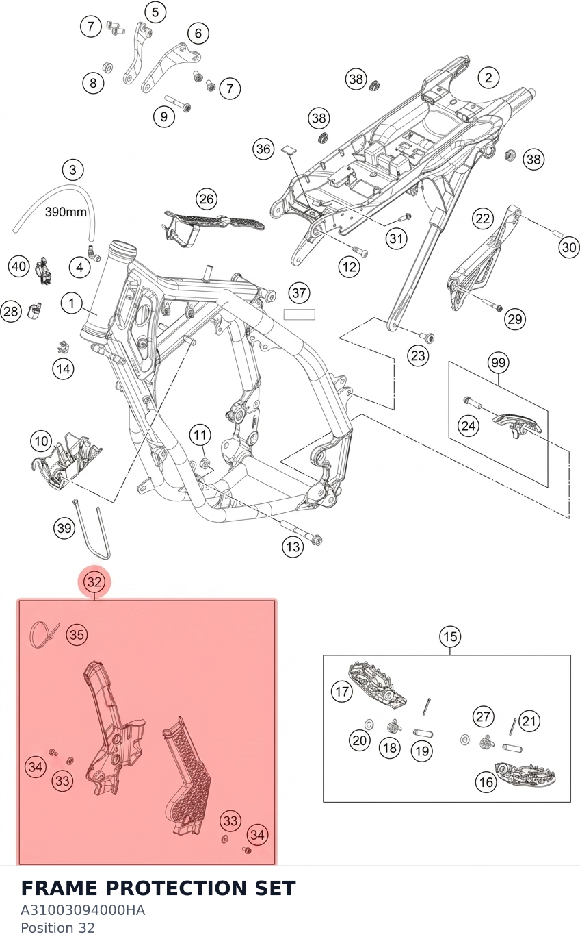 Diagram preview: FRAME PROTECTION SET (A31003094000HA)