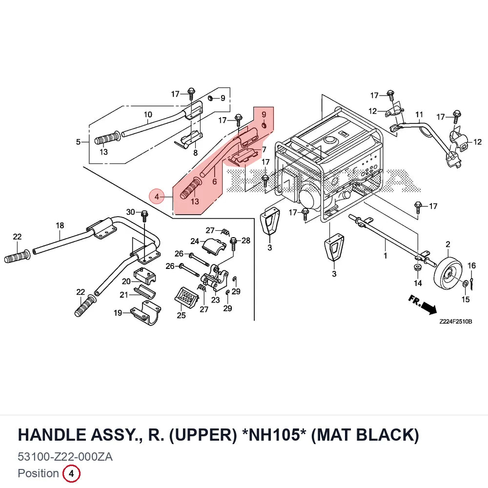 HANDLE ASSY., R. (UPPER) *NH105* (MAT BLACK)