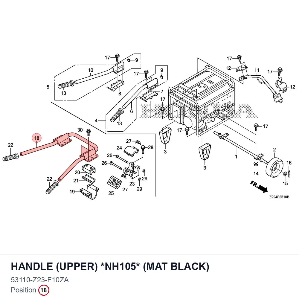 HANDLE (UPPER) *NH105* (MAT BLACK)