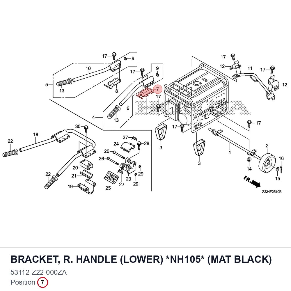 BRACKET, R. HANDLE (LOWER) *NH105* (MAT BLACK)