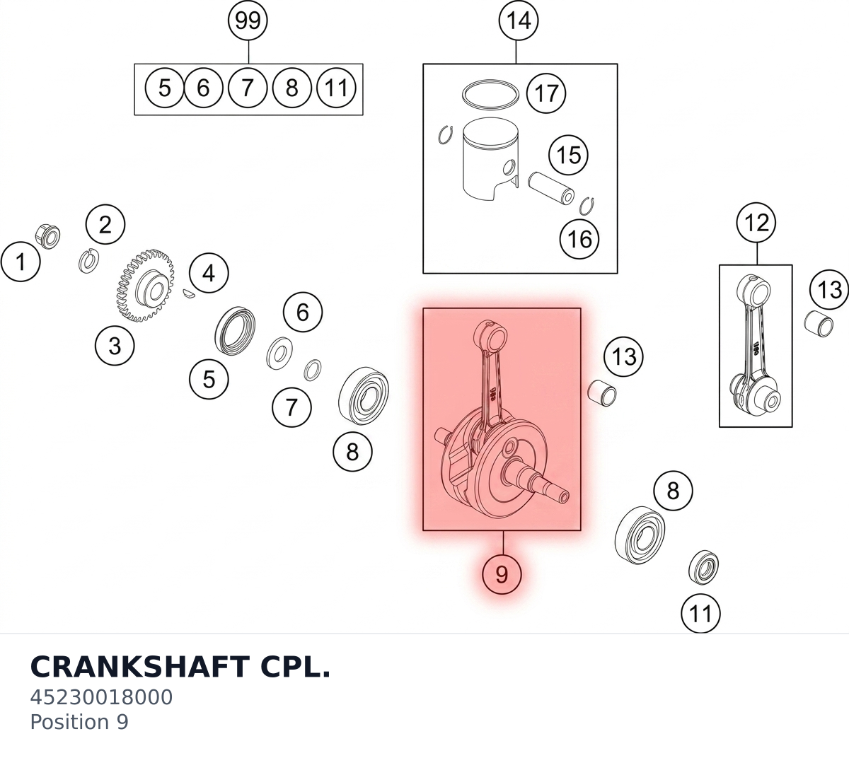 Diagram preview: CRANKSHAFT CPL. (45230018000)