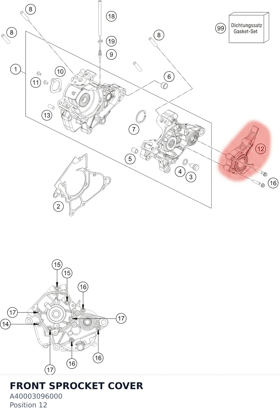 Diagram preview: FRONT SPROCKET COVER (A40003096000)