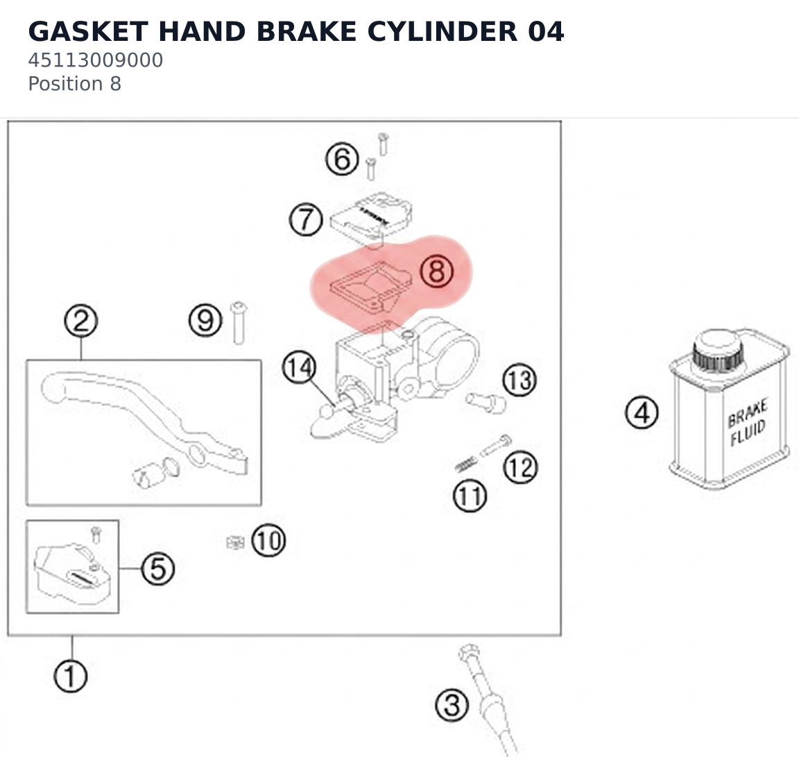 Diagram preview: GASKET HAND BRAKE CYLINDER 04 (45113009000)